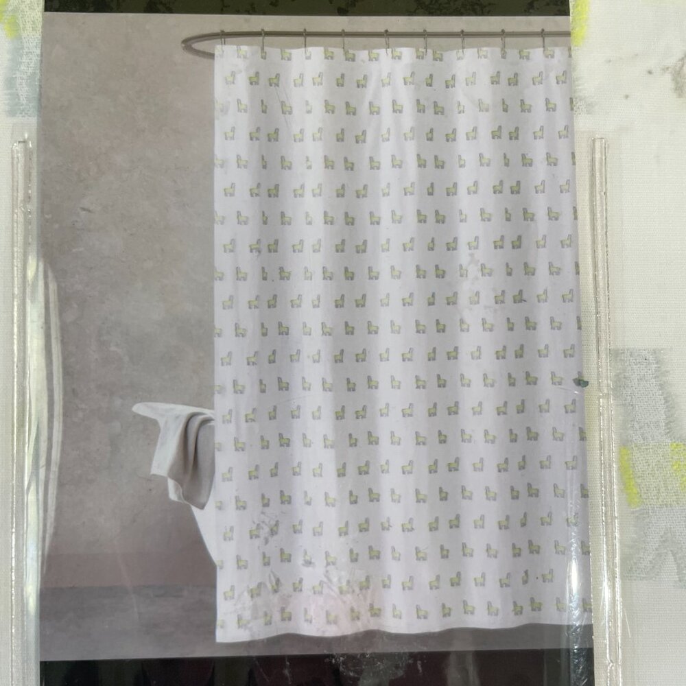Haus + Haven Llama Fabric Shower Curtain - Picture 4 of 5